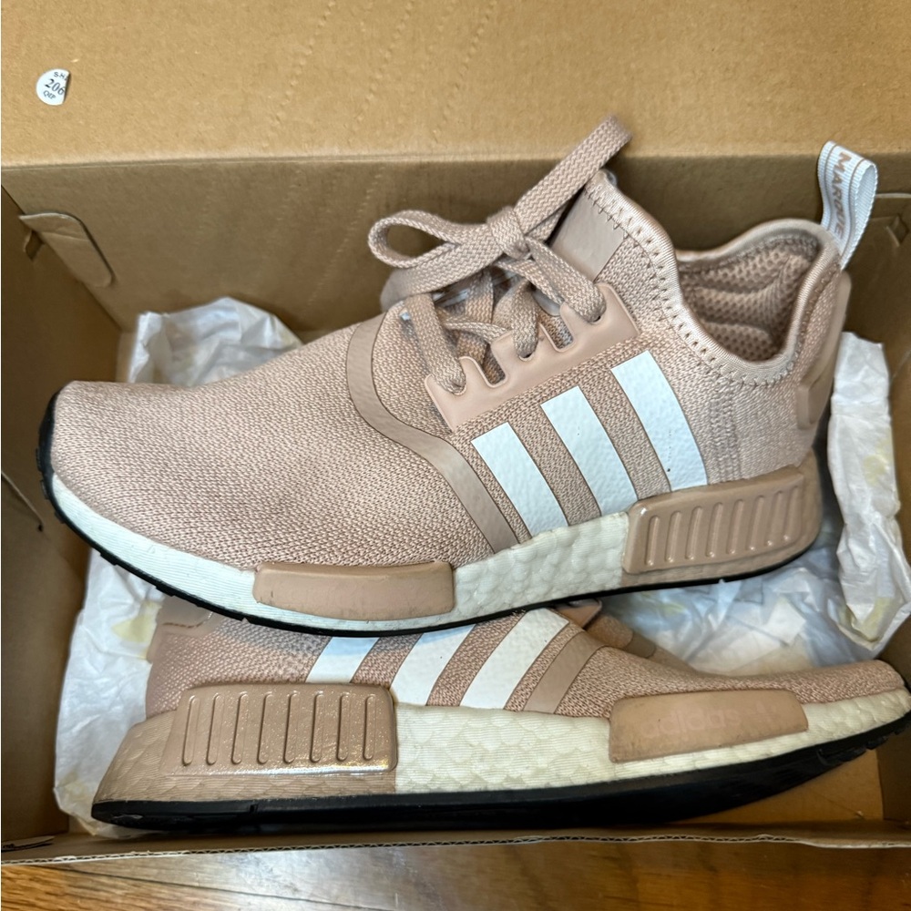 Adidas Tan and White NMD Sneakers